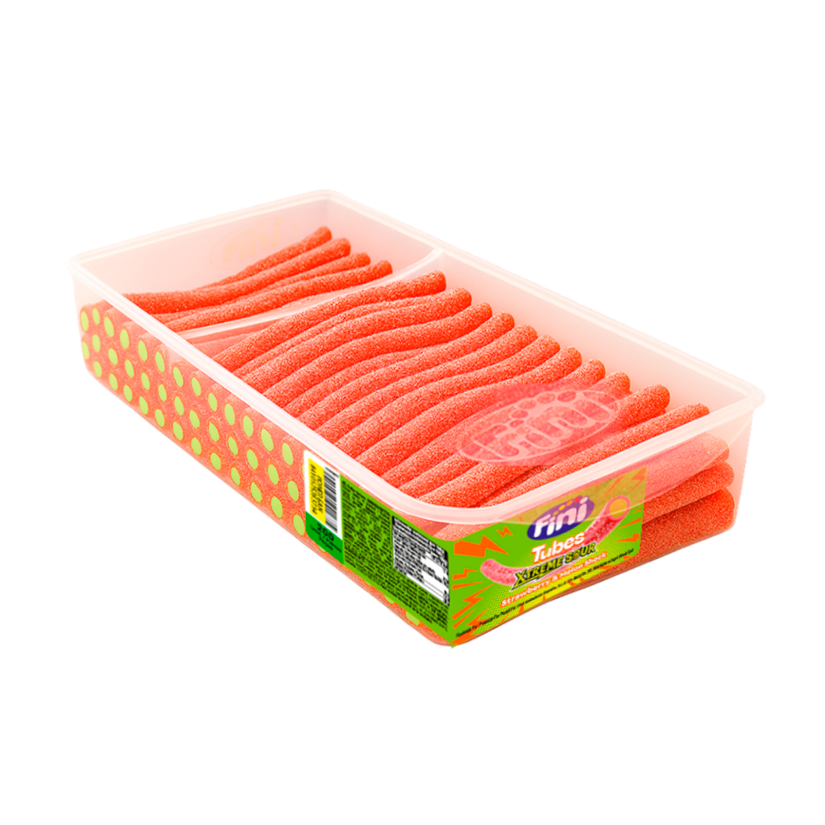 Regaliz Tubes Xtreme Sour - Fini Golosinas - Fresa y melón - Tarro 200 uds