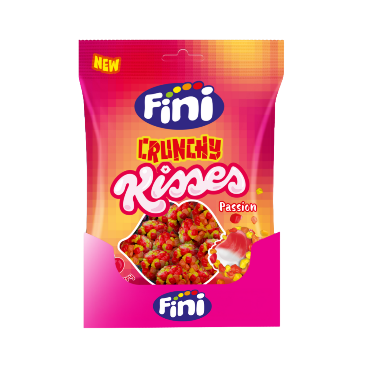 Golosinas Crunchy Kisses Passion Fini Golosinas - Cereza ácida - Caja 12 bolsas de 75 g