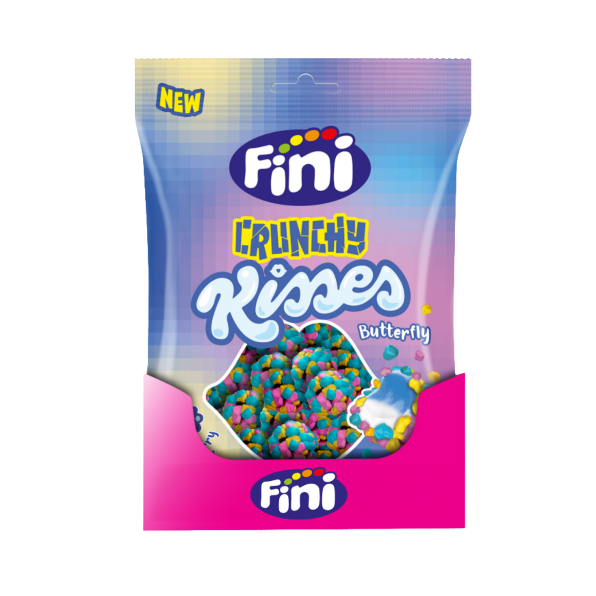 Golosinas Crunchy Kisses Butterfly Fini Golosinas - Frambuesa - Caja 12 bolsas de 75 g