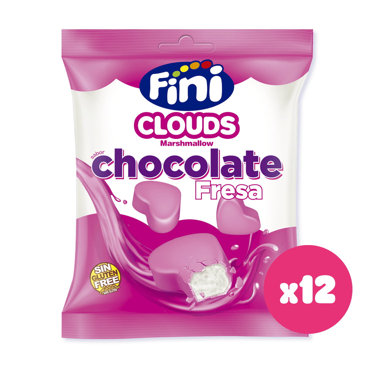Clouds Corazón Chocolate Fresa 12 bolsas de 80g - Fini Golosinas