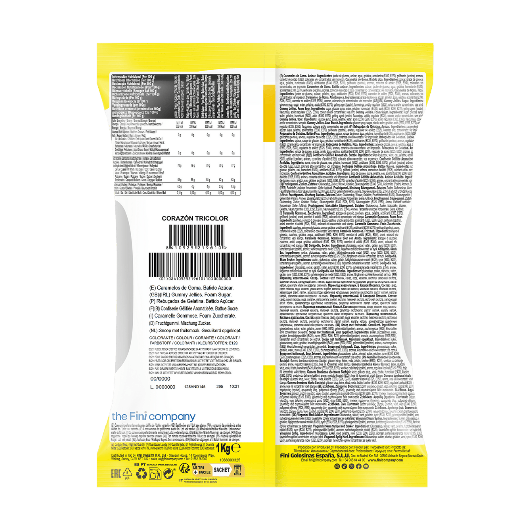 Corazón Tricolor Bolsa 1 kg - Fini Golosinas