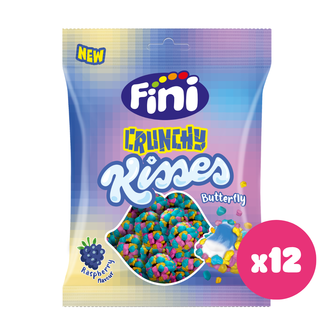 Crunchy Kisses Butterfly Caja 12 bolsas de 75 gramos - Fini Golosinas
