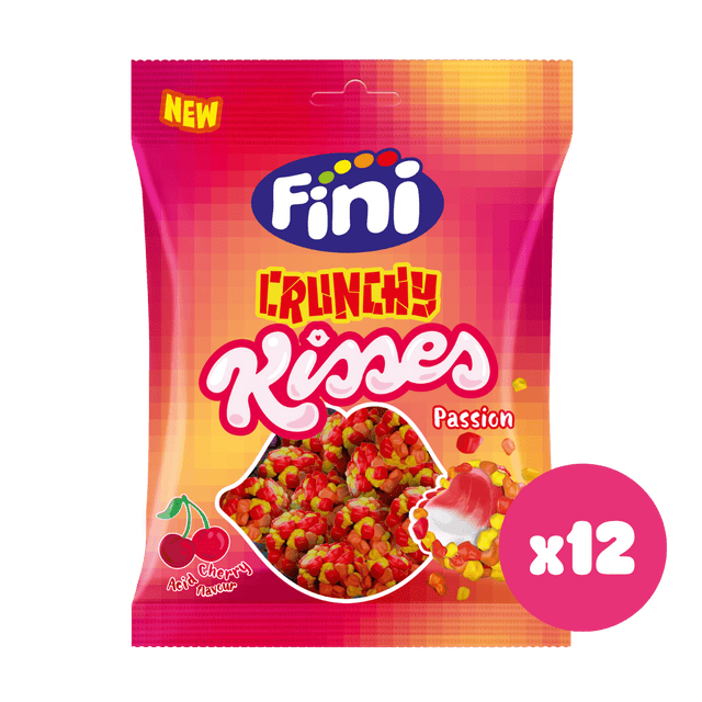 Crunchy Kisses Passion Caja 12 bolsas de 75 gramos - Fini Golosinas