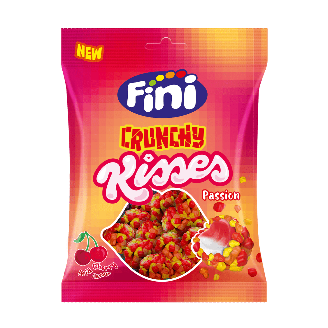 Crunchy Kisses Passion Caja 12 bolsas de 75 gramos - Fini Golosinas