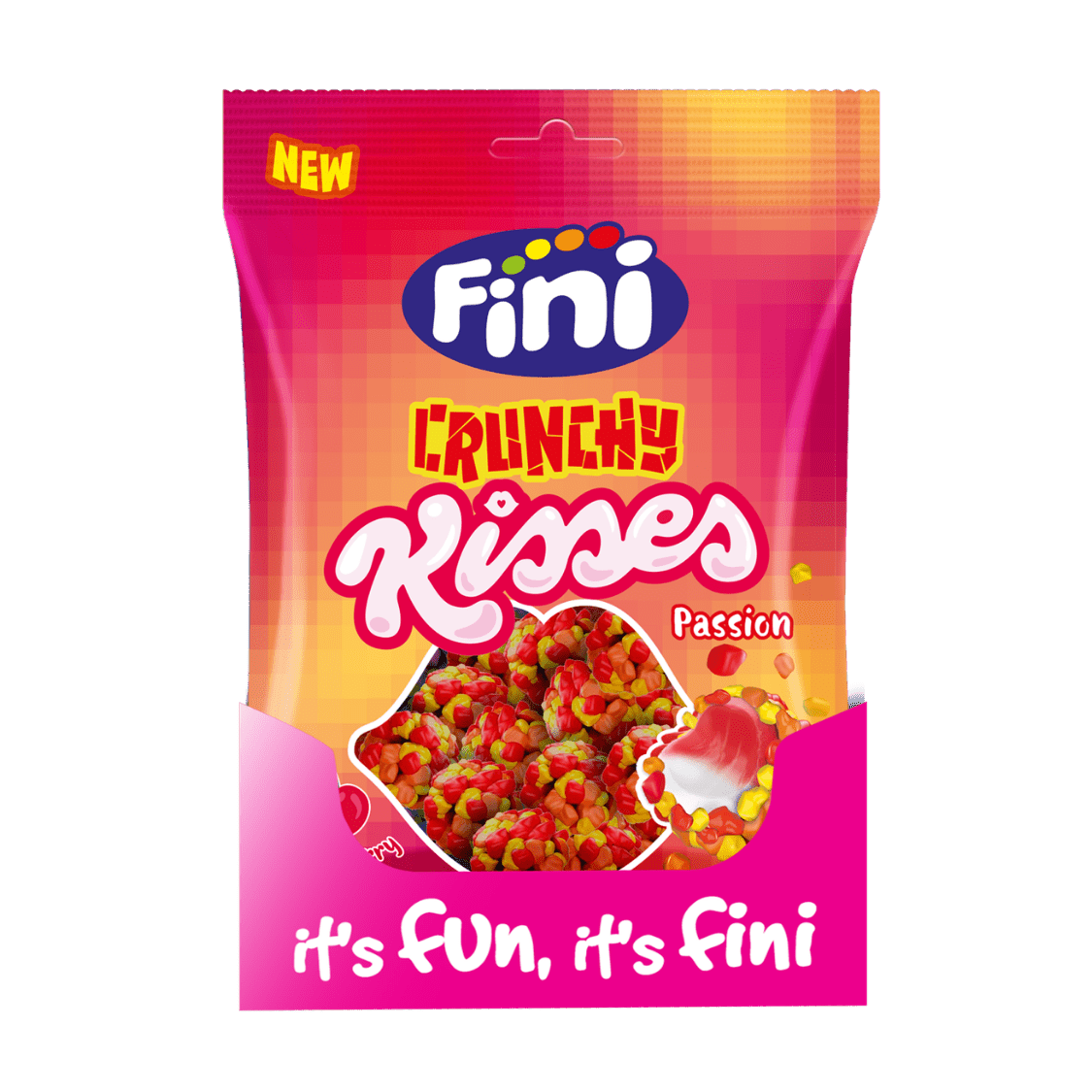 Crunchy Kisses Passion Caja 12 bolsas de 75 gramos - Fini Golosinas