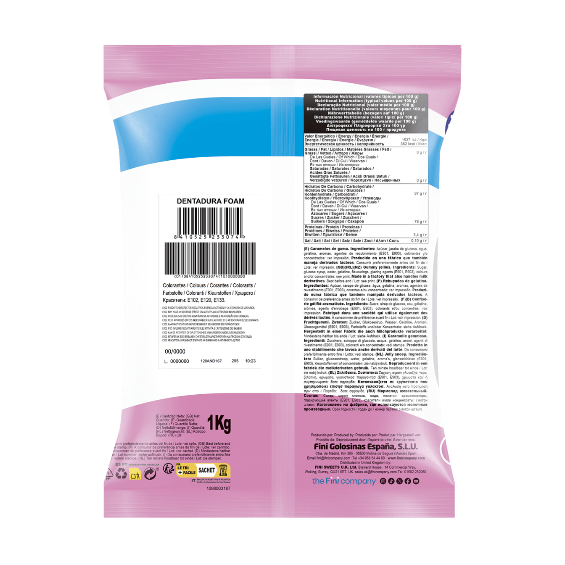 Dentadura Foam Fini Bolsa 1 kilo - Fini Golosinas
