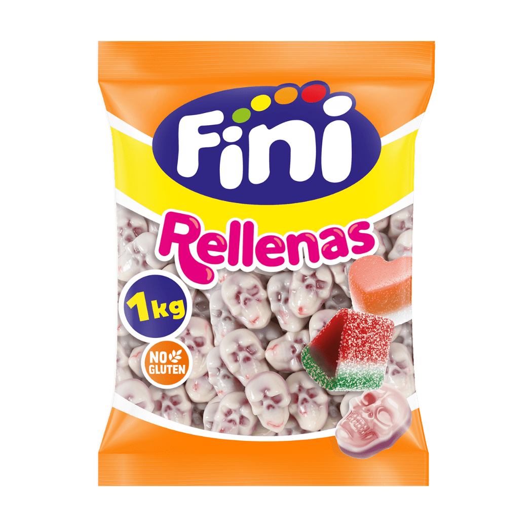 Golosinas Calavera Rellena Fini Golosinas - Fresa y nata - Bolsa 1 kg - Fini Golosinas