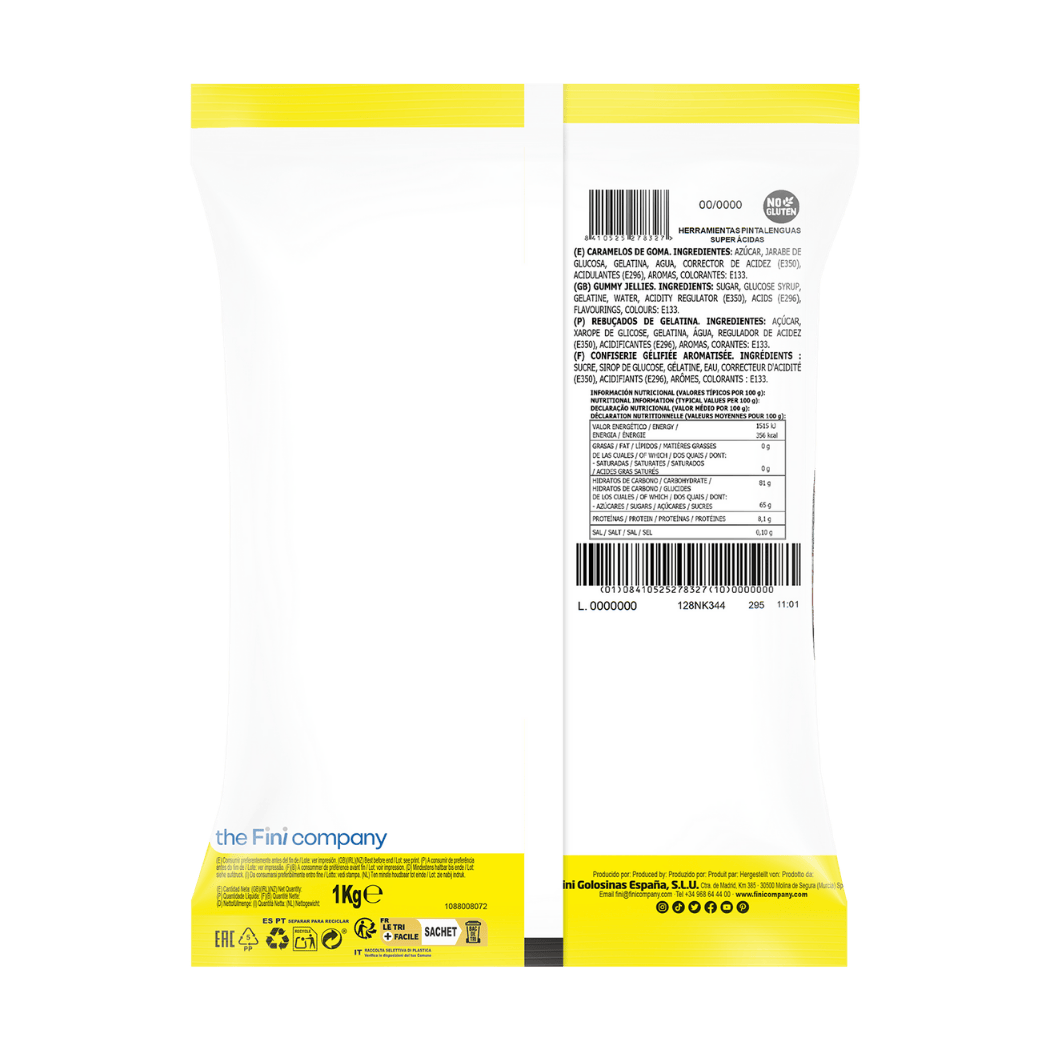 Herramientas Súper Ácida Frambuesa Pintalenguas Bolsa 1 kg - Fini Golosinas
