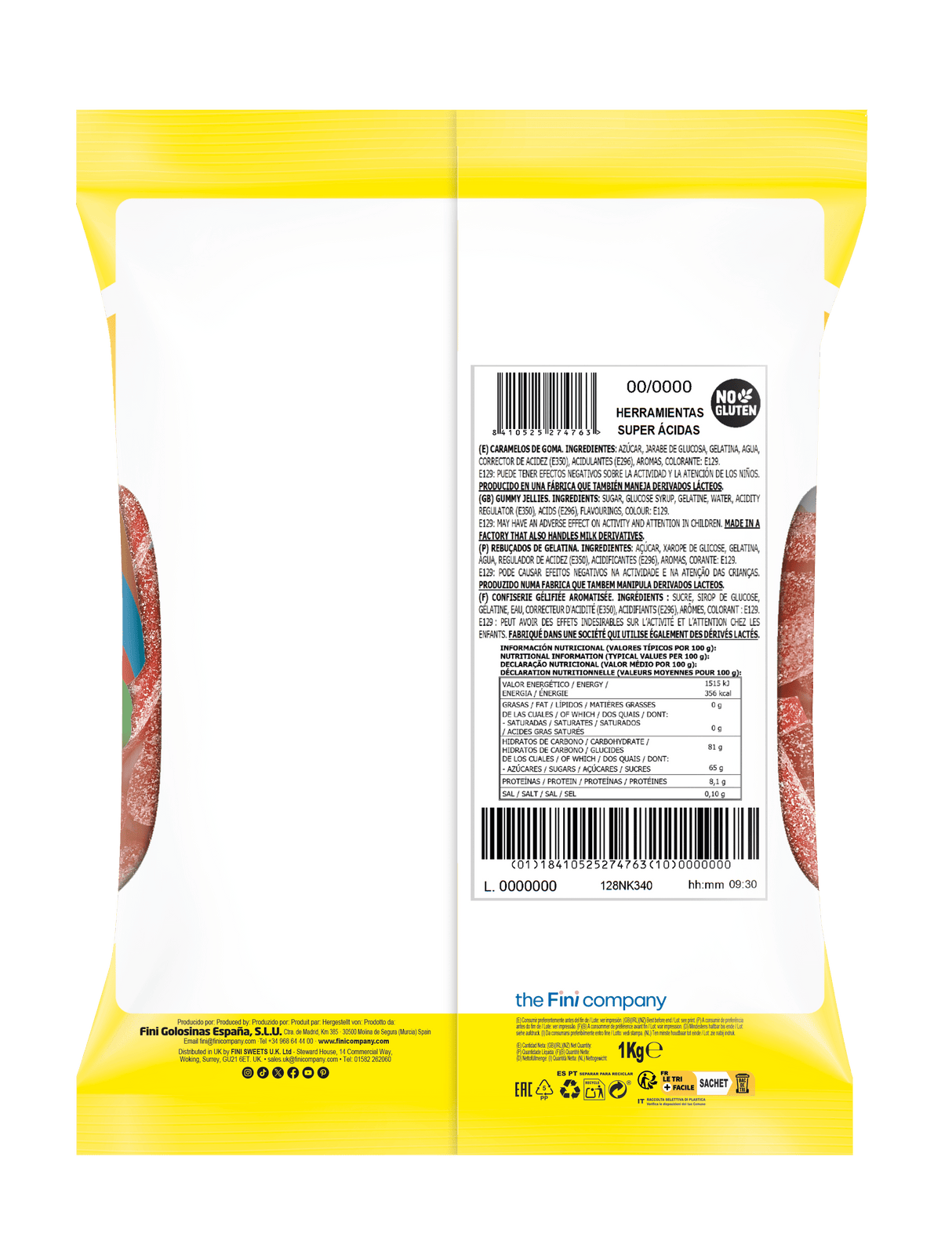 Herramientas Súper Ácida Fresa Bolsa 1 kg - Fini Golosinas