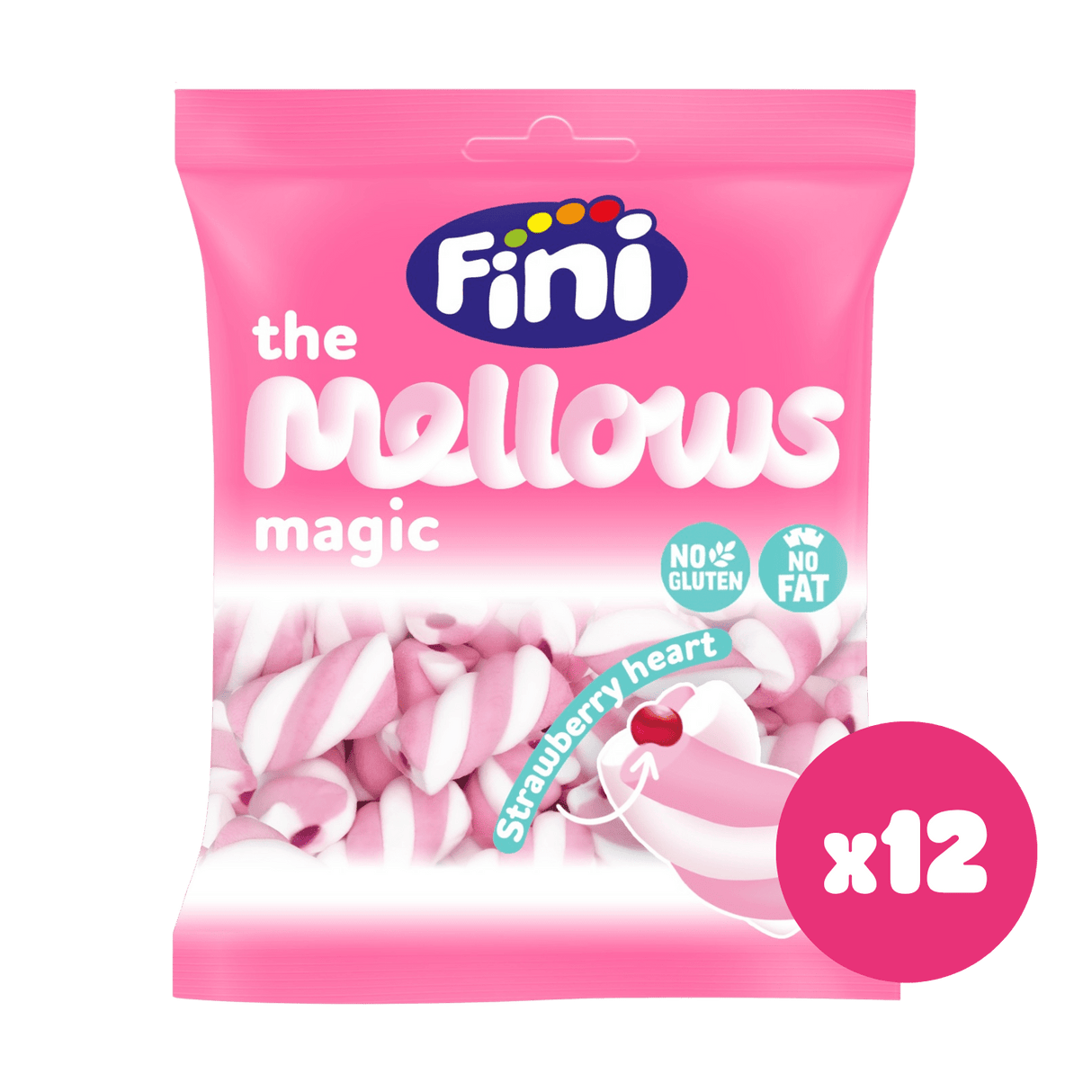 Mellows Magic Twisty Relleno Fresa 12 bolsas de 80g - Fini Golosinas