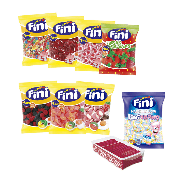 Pack mesa de chuches boda - 90 personas - Fini Golosinas