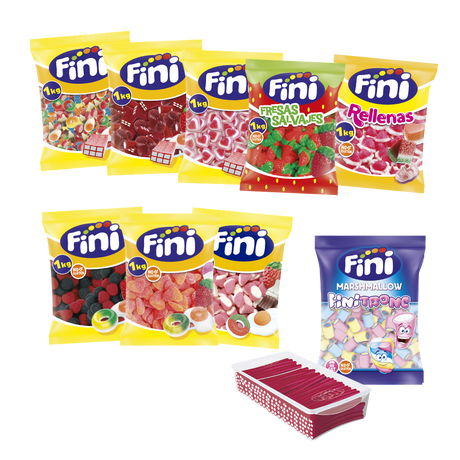 Pack mesa de chuches boda - 90 personas - Fini Golosinas