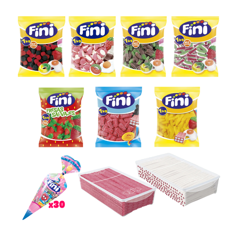 Pack Mesa de Chuches Mix + Conos Comunión - 100 personas - Fini Golosinas