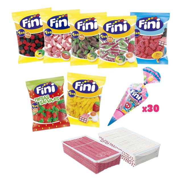 Pack Mesa de Chuches Mix + Conos Comunión - 100 personas - Fini Golosinas