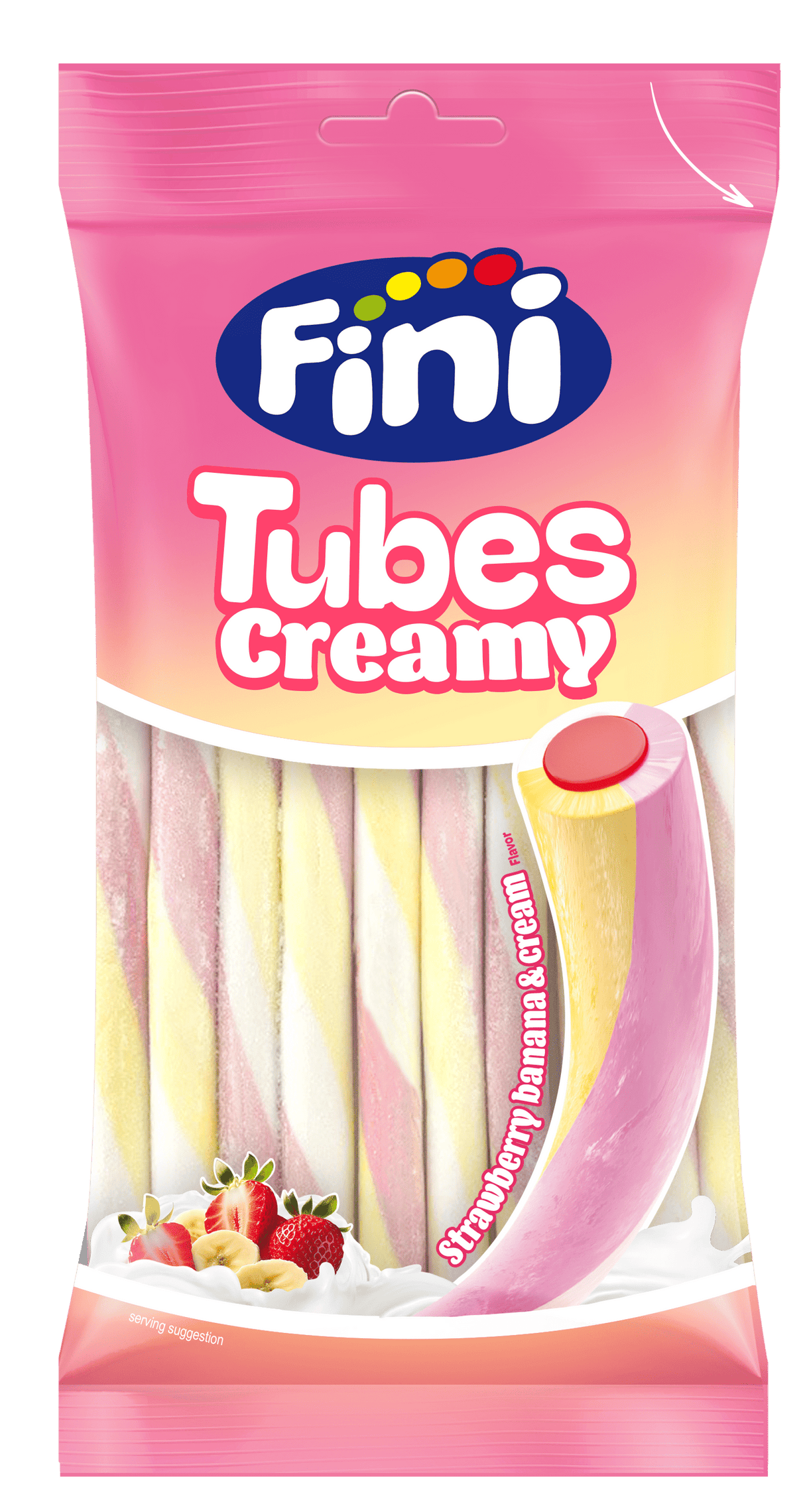 Tubes Creamy Yogur Fresa y Plátano 12 bolsas de 80g - Fini Golosinas