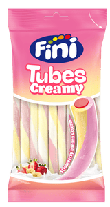 Tubes Creamy Yogur Fresa y Plátano 12 bolsas de 80g - Fini Golosinas