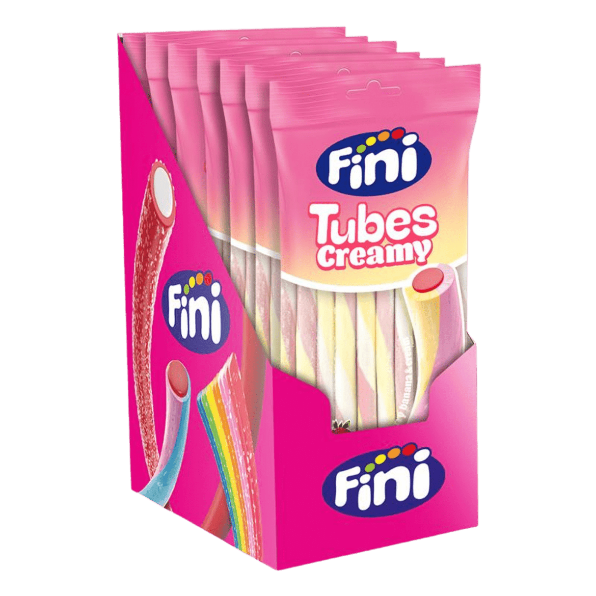 Tubes Creamy Yogur Fresa y Plátano 12 bolsas de 80g - Fini Golosinas