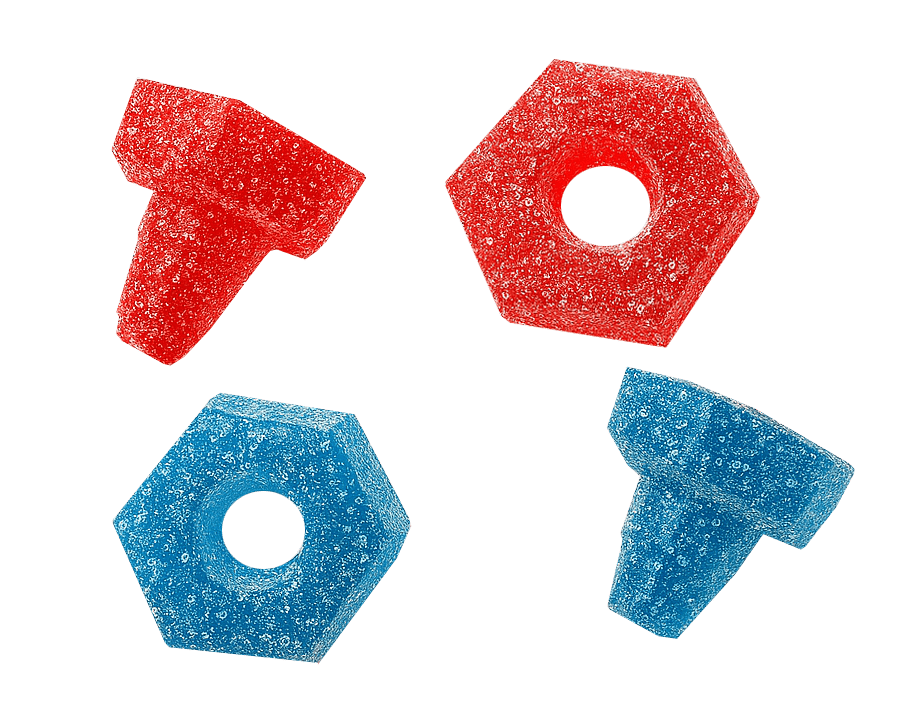 Tuercas y Tornillos Súper Ácida Fresa y Frambuesa Bolsa 1 kg - Fini Golosinas