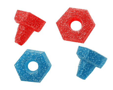 Tuercas y Tornillos Súper Ácida Fresa y Frambuesa Bolsa 1 kg - Fini Golosinas